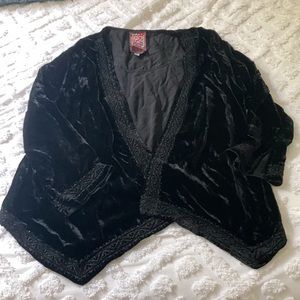Johnny Was small velvet embroidered top black